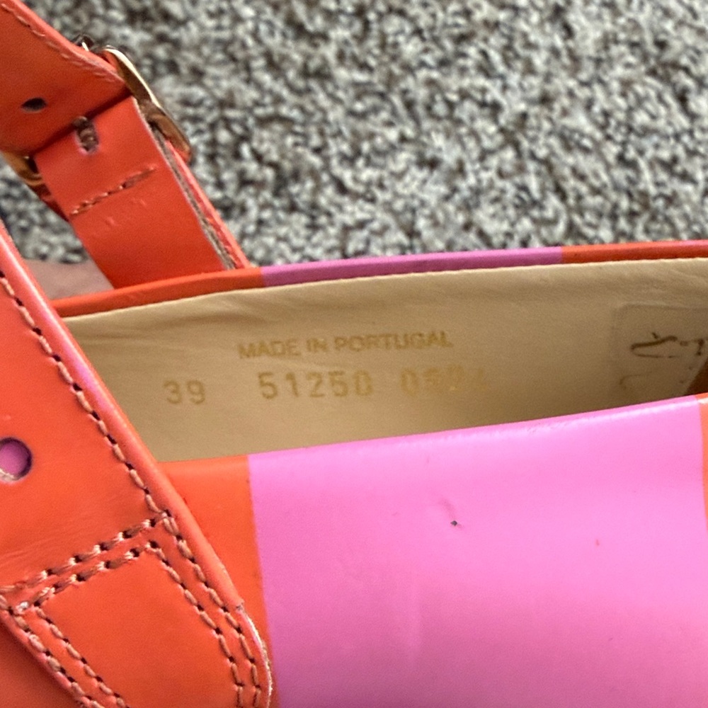 Colorblock Pink & Orange Mary Jane Mules - Picture 6 of 7